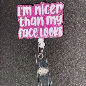 Pink Glitter Badge Reel